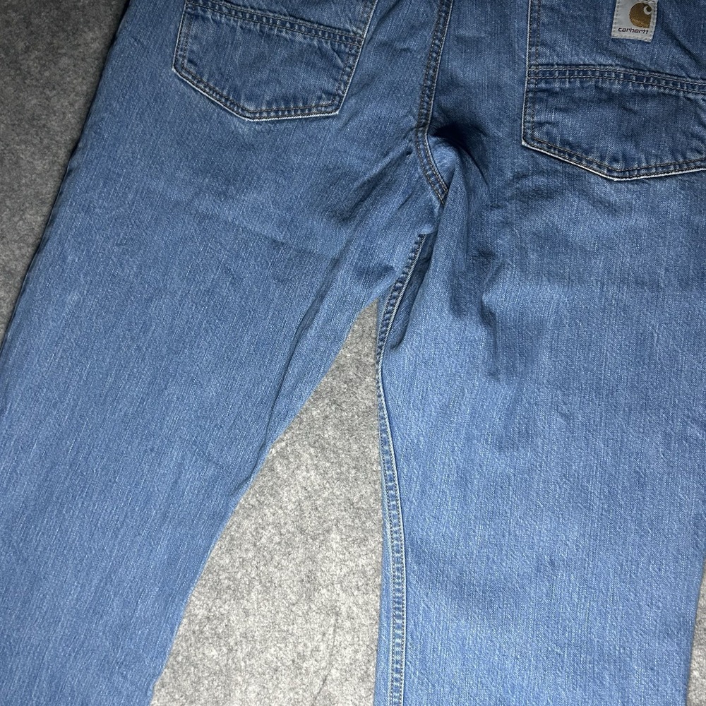 Carhartt Mens 34x32 Relax Straight Fit Light Blue Wash Denim Jeans BD5119-M - Picture 16 of 16